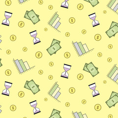 Time management seamless pattern with thin line icons. Development of business process. Vector illustration for banner, web page, print media.