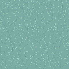 Elegant Branches on Green Seamless Pattern