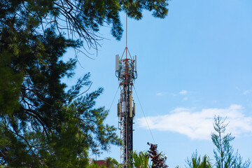 Communications tower with antennas