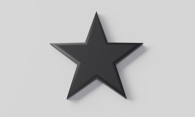 Obraz premium 3D render minimal star black symbol isolated on white background.
