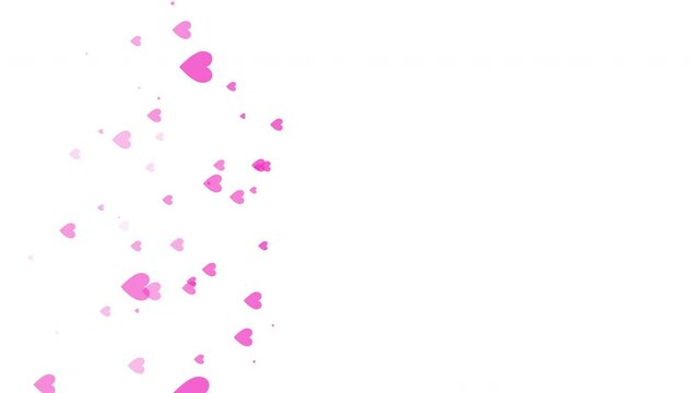 ピンク色のハートが降る背景素材　縦型動画