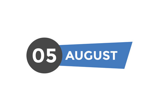 august 5 calendar reminder. 5th august daily calendar icon template. Vector illustration 
