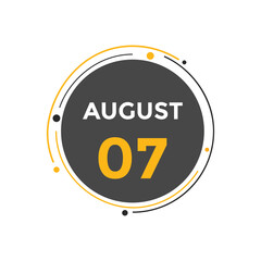august 7 calendar reminder. 7th august daily calendar icon template. Vector illustration 
