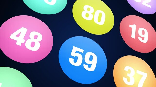 Bingo colored balls. Motion graphics background 4k