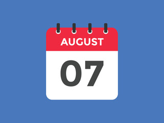 august 7 calendar reminder. 7th august daily calendar icon template. Vector illustration 
