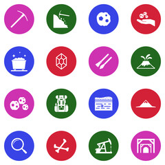 Geology Icons. White Flat Design In Circle. Vector Illustration.