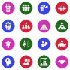 Fototapeta premium Leadership Icons. White Flat Design In Circle. Vector Illustration.