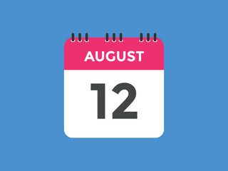 Fototapeta premium august 12 calendar reminder. 12th august daily calendar icon template. Vector illustration 