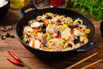 Chinese style cod, prepared in a wok