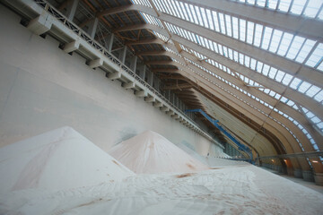 Warehouse of potash fertilizer plant production.