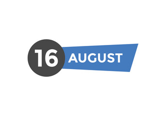 august 16 Calendar icon Design. Calendar Date 16th august. Calendar template 
