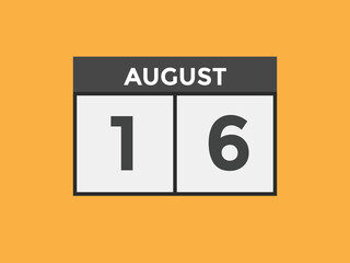 august 16 calendar reminder. 16th august daily calendar icon template. Vector illustration 
