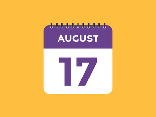 august 17 Calendar icon Design. Calendar Date 17th august. Calendar template 
