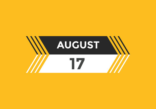 august 17 calendar reminder. 17th august daily calendar icon template. Vector illustration 
