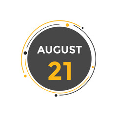 august 21 Calendar icon Design. Calendar Date 21th august. Calendar template 
