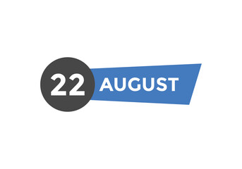 august 22 Calendar icon Design. Calendar Date 22th august. Calendar template 
