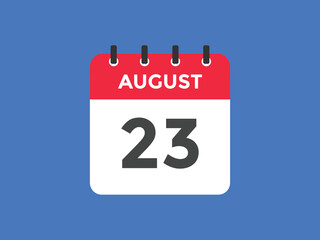 august 23 calendar reminder. 23th august daily calendar icon template. Vector illustration 

