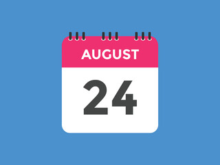 august 24 calendar reminder. 24th august daily calendar icon template. Vector illustration 
