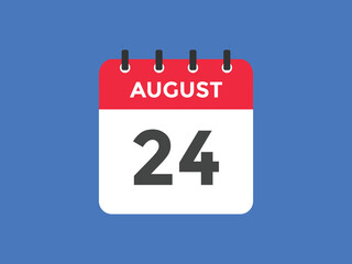 august 24 calendar reminder. 24th august daily calendar icon template. Vector illustration 
