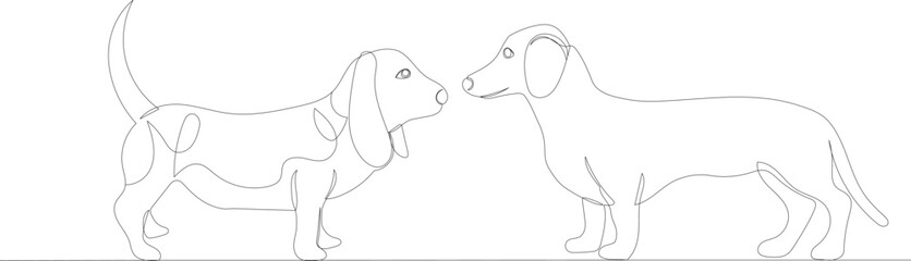 dogs are friends drawing one continuous line vector
