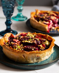 homemade tart with beetroot and cheese