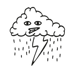 Thunderstorm and lightning cloud vector