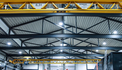 Roof with crane in industrial warehouse