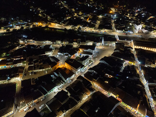 Night photography of a planned historic city in the midst of nature
