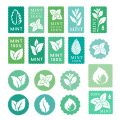 Mint leaves badges, banners and stickers collection © KsanaGraphica