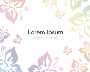 Background with frame from rainbow butterflies