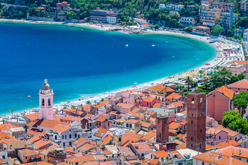 View of the City of Noli on the Italian Riviera