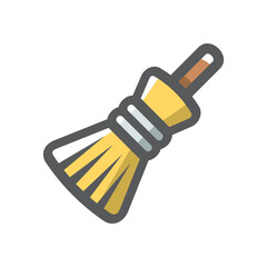 Yellow Broom wirh wooden handle Vector icon Cartoon illustration - 521204094