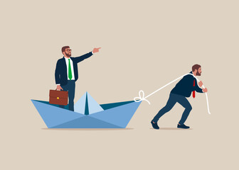Fototapeta premium Business and corporate exploitation vector concept. Symbol of bossing, manipulation. Minimal design eps10 illustration