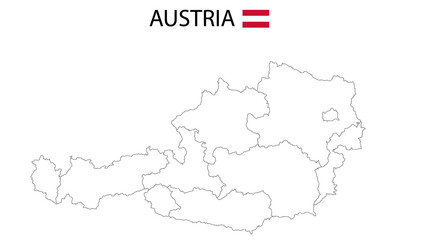 Austria Map. Austria Map with white background and line map.