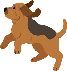 Simple and adorable Bloodhound dog illustration Jumping flat colored - obrazy, fototapety, plakaty
