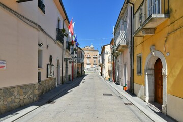 A small street between the old houses of Savignano Irpino, one of the most beautiful villages in Italy.