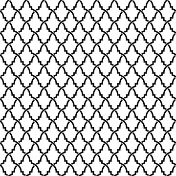 Seamless ornamental black pattern on transparent background. Arabic, Moroccan style. Swatch is included.