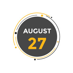 august 27 calendar reminder. 27th august daily calendar icon template. Vector illustration 
