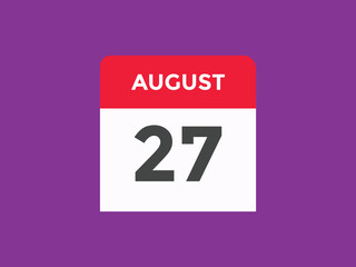 august 27 Calendar icon Design. Calendar Date 27th august. Calendar template 
