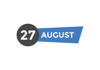 august 27 Calendar icon Design. Calendar Date 27th august. Calendar template 
