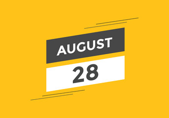 august 28 Calendar icon Design. Calendar Date 28th august. Calendar template 
