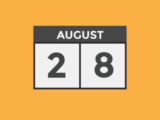 august 28 calendar reminder. 28th august daily calendar icon template. Vector illustration 

