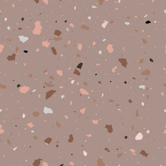 Terrazzo flooring seamless pattern with mosaic natural stone elemens vector