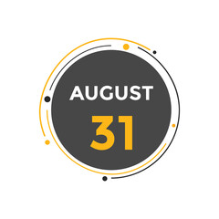 august 31 calendar reminder. 31th august daily calendar icon template. Vector illustration 
