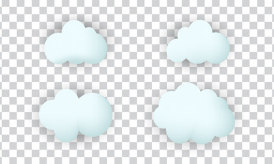 unique 3d set collection clouds realistic icon design isolated on transparant background.Trendy and modern vector in 3d style.