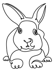 One line art bunny, bunny symbol of the year or easter mascot