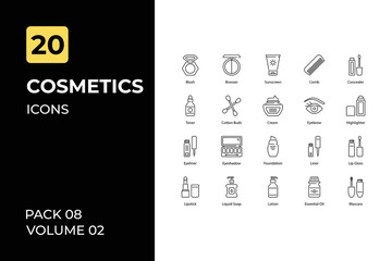 cosmetics icons collection. Set contains such Icons as face powder, tooth paste, and more