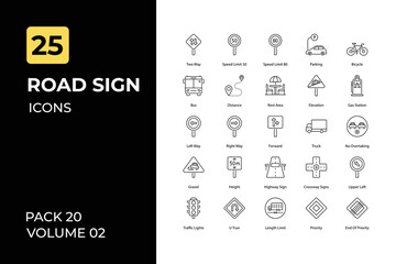 Fototapeta na wymiar Road Sign icons collection. Set contains such Icons as road close, road open, and more