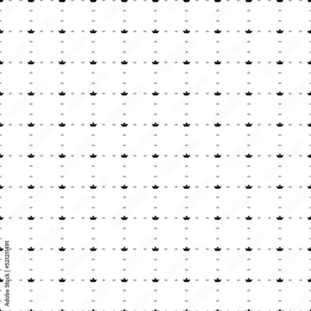 Poster square seamless background pattern from black paper boat symbols are different sizes and opacity. th