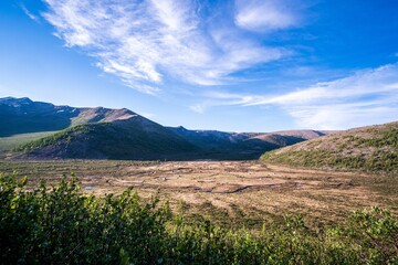 Beautiful shot of a rural brown field in the hills of Mongolia